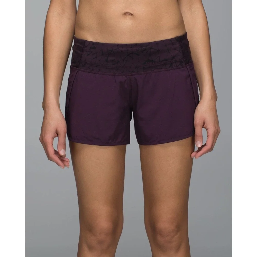 Lululemon Run Times Short 4 Way Stretch 4" Star Crushed Black Cherry Size 4 - Picture 4 of 16